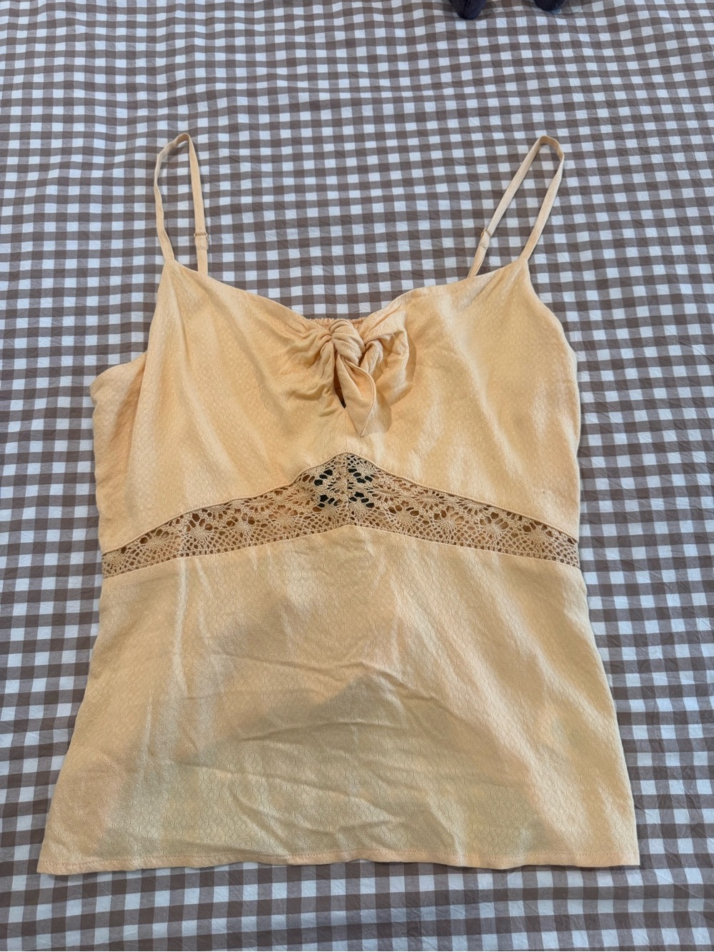 Idyllwind Cream Knot-Front Lace-Trim Camisole